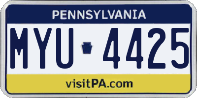 PA license plate MYU4425