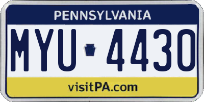 PA license plate MYU4430