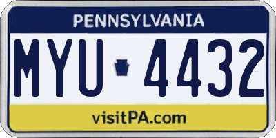 PA license plate MYU4432
