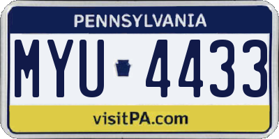 PA license plate MYU4433