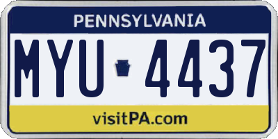 PA license plate MYU4437