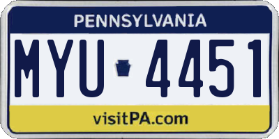 PA license plate MYU4451