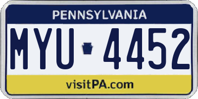 PA license plate MYU4452