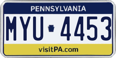 PA license plate MYU4453