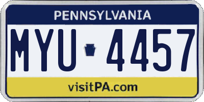 PA license plate MYU4457