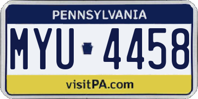 PA license plate MYU4458