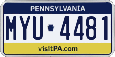 PA license plate MYU4481