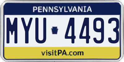 PA license plate MYU4493