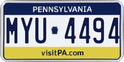 PA license plate MYU4494