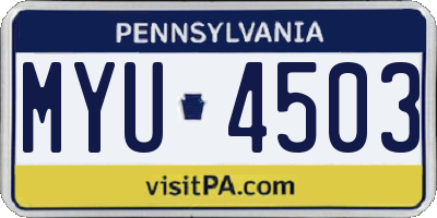 PA license plate MYU4503