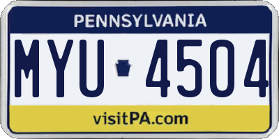 PA license plate MYU4504
