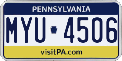 PA license plate MYU4506