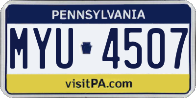 PA license plate MYU4507