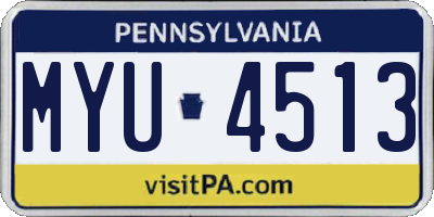 PA license plate MYU4513