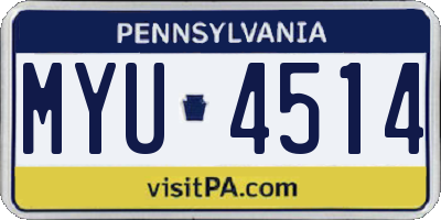 PA license plate MYU4514