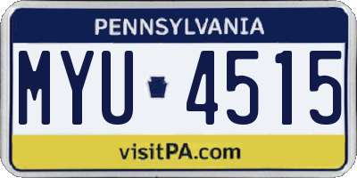 PA license plate MYU4515