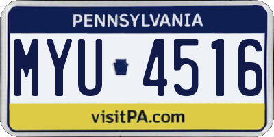 PA license plate MYU4516