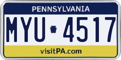 PA license plate MYU4517