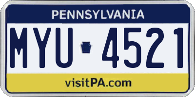 PA license plate MYU4521
