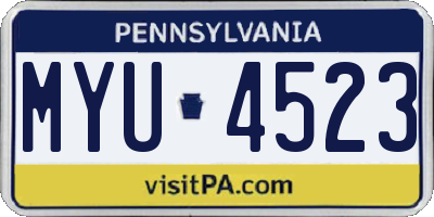 PA license plate MYU4523