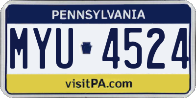 PA license plate MYU4524