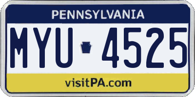 PA license plate MYU4525