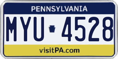 PA license plate MYU4528