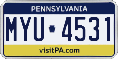 PA license plate MYU4531