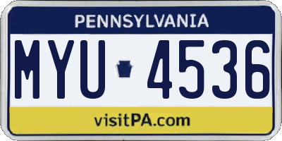PA license plate MYU4536