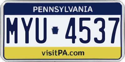 PA license plate MYU4537