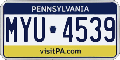 PA license plate MYU4539