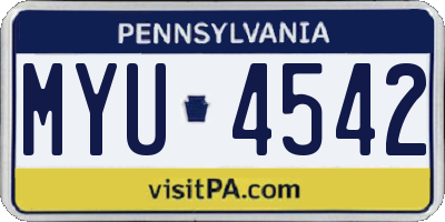 PA license plate MYU4542