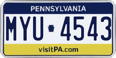 PA license plate MYU4543