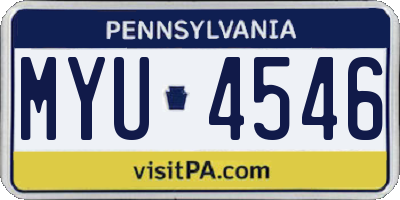 PA license plate MYU4546