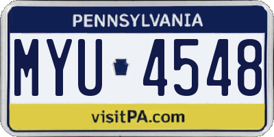 PA license plate MYU4548
