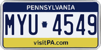 PA license plate MYU4549