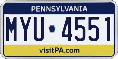 PA license plate MYU4551
