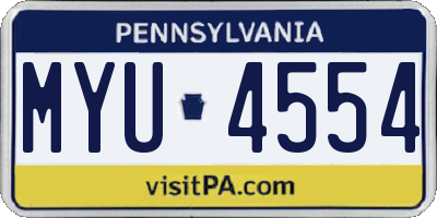 PA license plate MYU4554