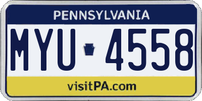 PA license plate MYU4558