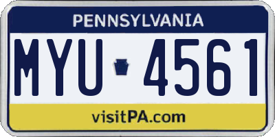 PA license plate MYU4561