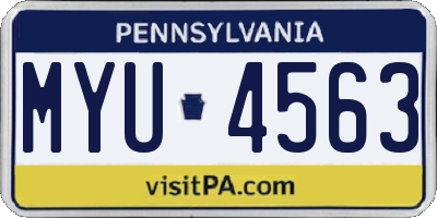 PA license plate MYU4563