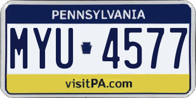 PA license plate MYU4577