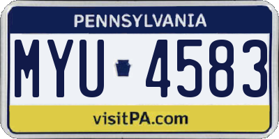 PA license plate MYU4583