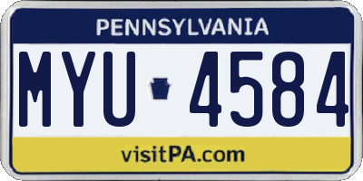 PA license plate MYU4584
