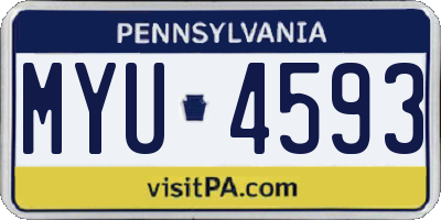 PA license plate MYU4593