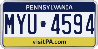 PA license plate MYU4594