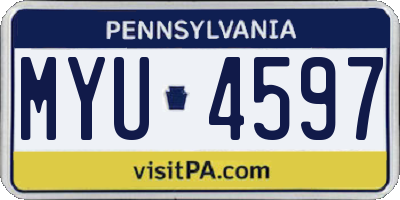 PA license plate MYU4597