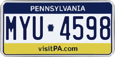 PA license plate MYU4598
