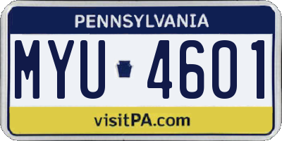 PA license plate MYU4601