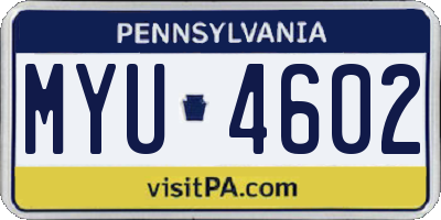 PA license plate MYU4602